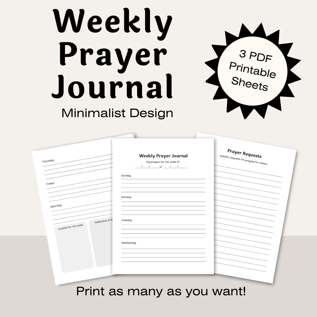 Weekly Prayer Journal Printables - Minimalist
