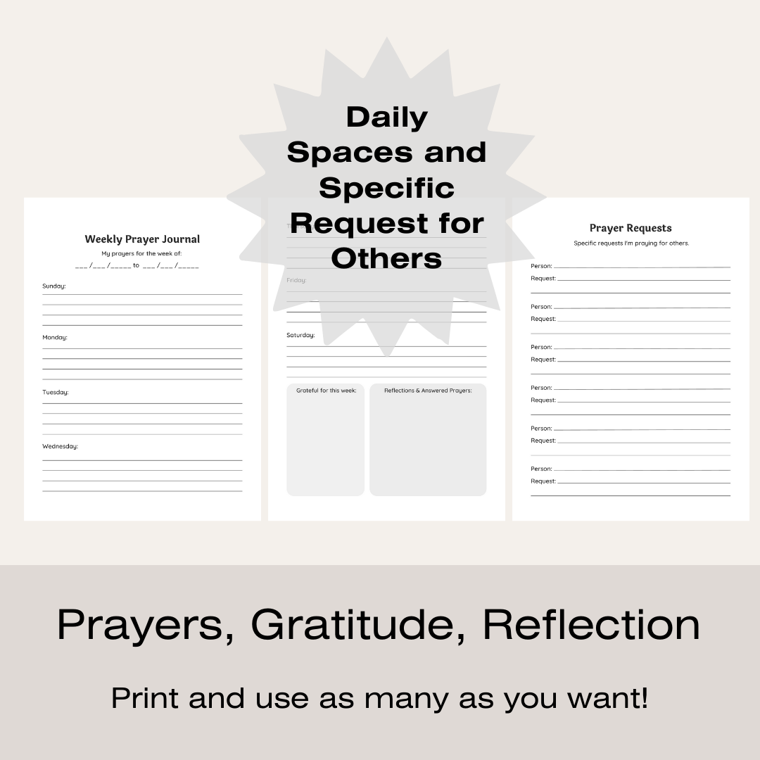 Weekly Prayer Journal Printables - Minimalist