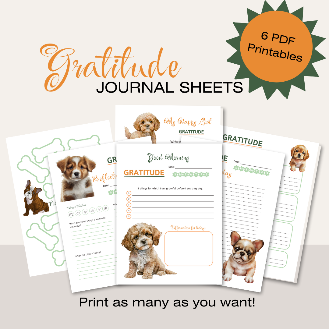Gratitude Journal Printable Bundle - Cute Puppies