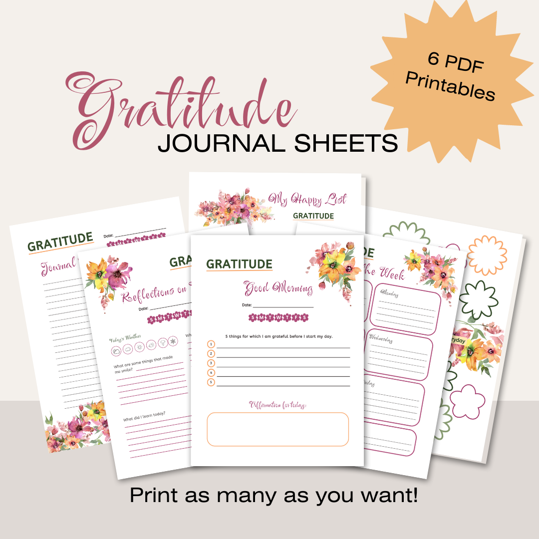 Gratitude Journal Printable Bundle - Floral