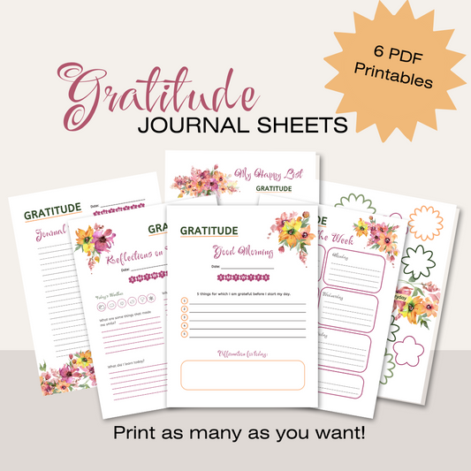 Gratitude Journal Printable Bundle - Floral