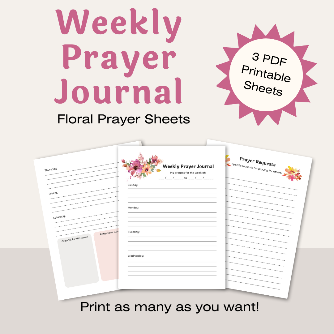 Weekly Prayer Journal Printables - Floral