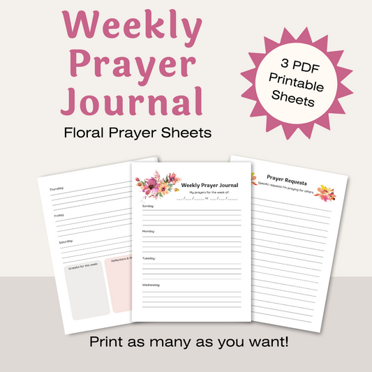 Weekly Prayer Journal Printables - Floral