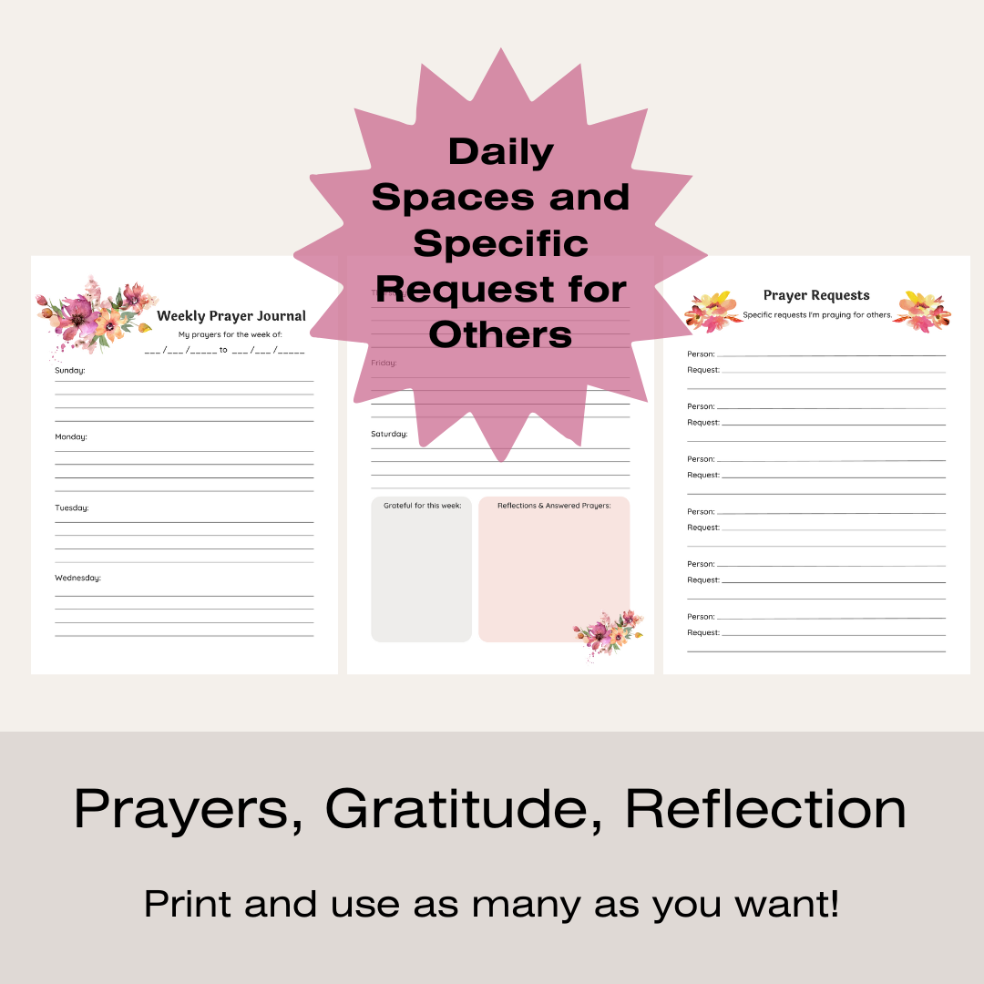 Weekly Prayer Journal Printables - Floral