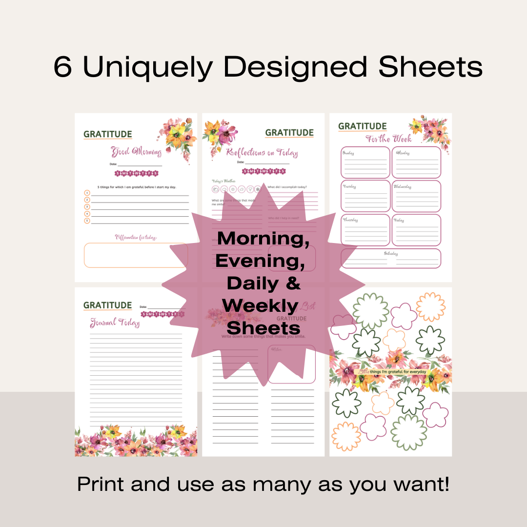 Gratitude Journal Printable Bundle - Floral